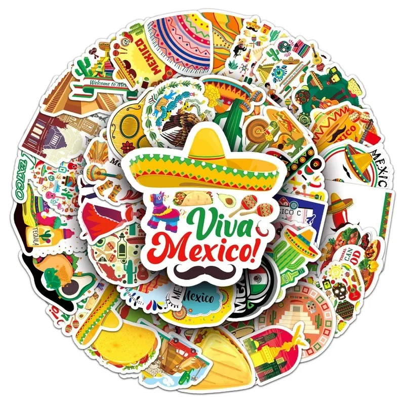 10/30/50Pcs Mexican Travel Tourism Sticker Pack Mexico Decals for Notebook Journal Scrapbook Phone Laptop Craft Decoration Toy