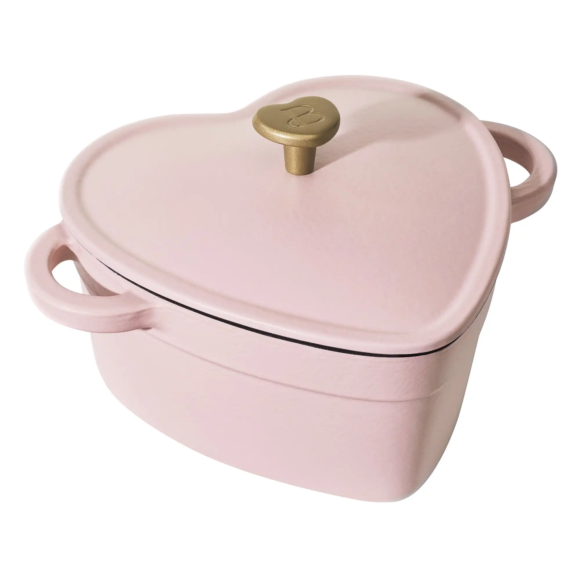 

2QT Cast Iron Heart Dutch Oven, Pink Champagne Exclusive champagne pink color
