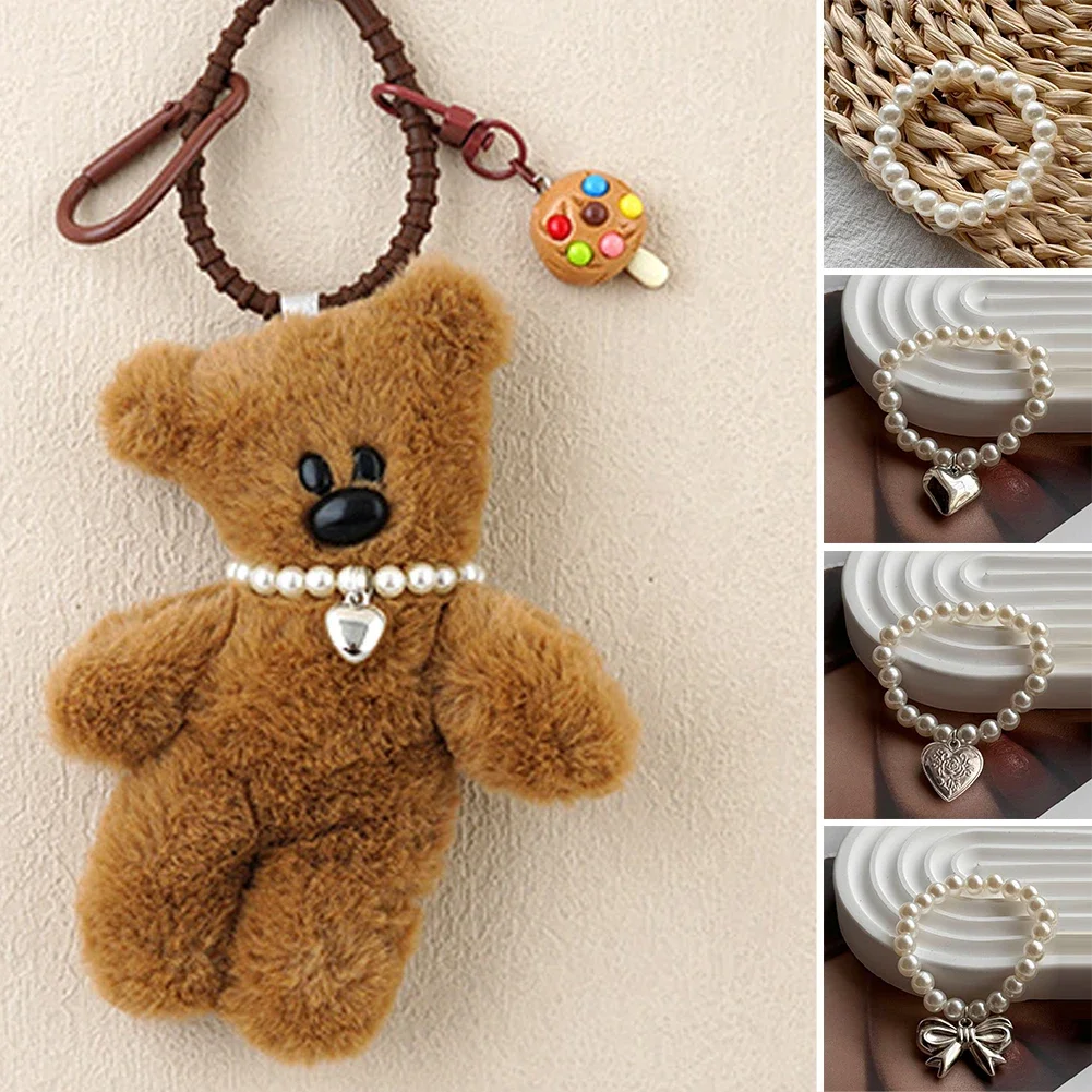 Handwerk Hundespielzeug Herz Halskette Elastisch 3cm Hund Puppe Perlenhalsbänder Silber Niedliche BJD Puppen Mini Perlenkette Puppenzubehör – Detail 2