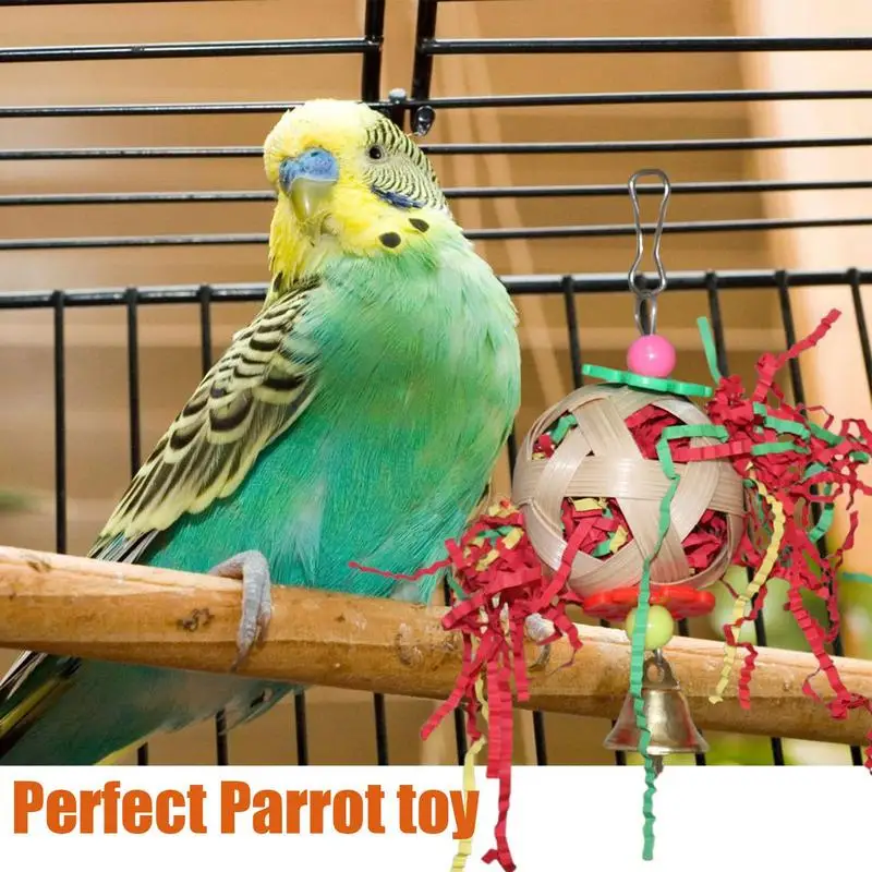 Parrot Foraging Toys Bird Shredding Ball Chew Toy Bird Cage Accessories Bird Chew Toys For Small Parrots Parakeets Conures