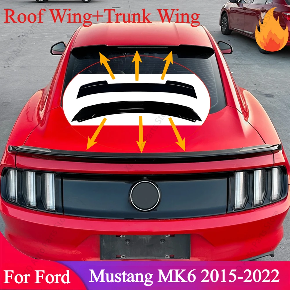 

Car Rear Roof Trunk Lid Spoiler Top Wing Lip Trim For Ford Mustang MK6 2015-2022 Body kits Modification Accessories Combo Set