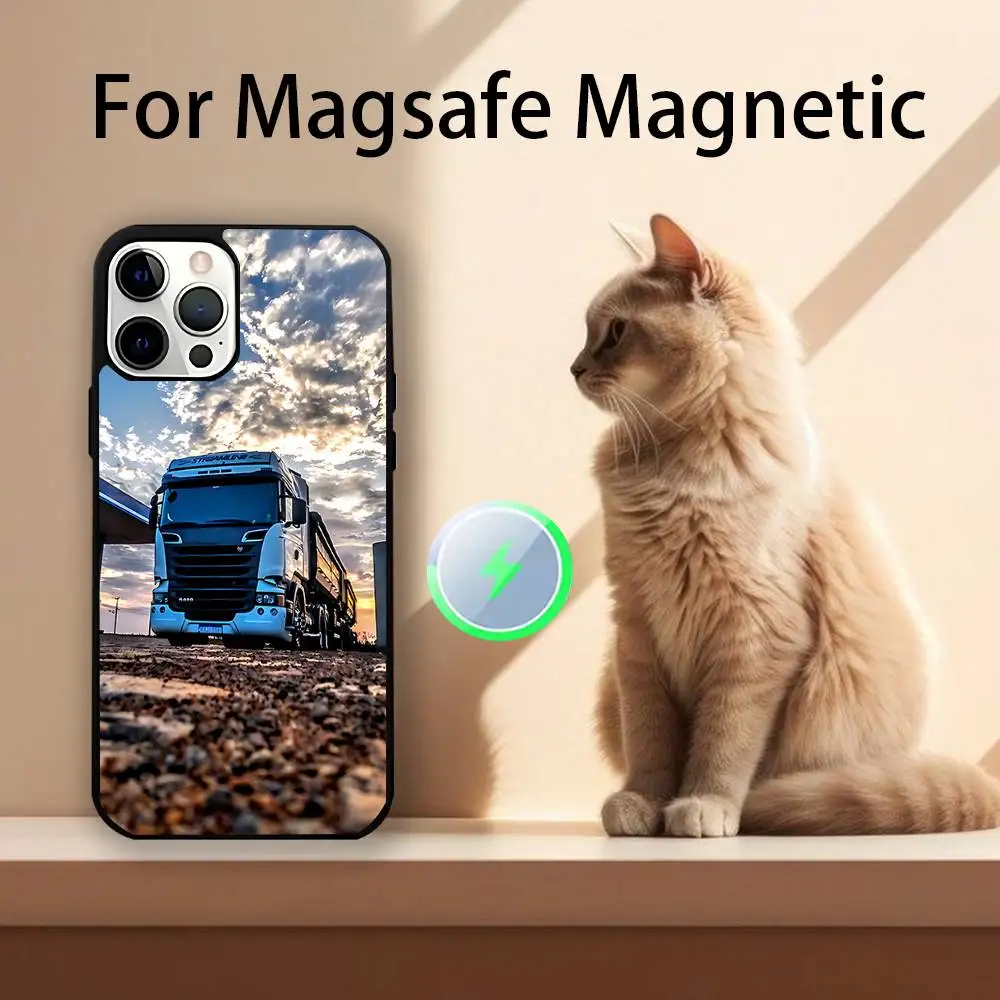 Custodia di ricarica wireless magnetica per auto SA-AB per camion per iPhone 11,12,13,14,15,16,17,Pro,Max,Plus Cover antiurto