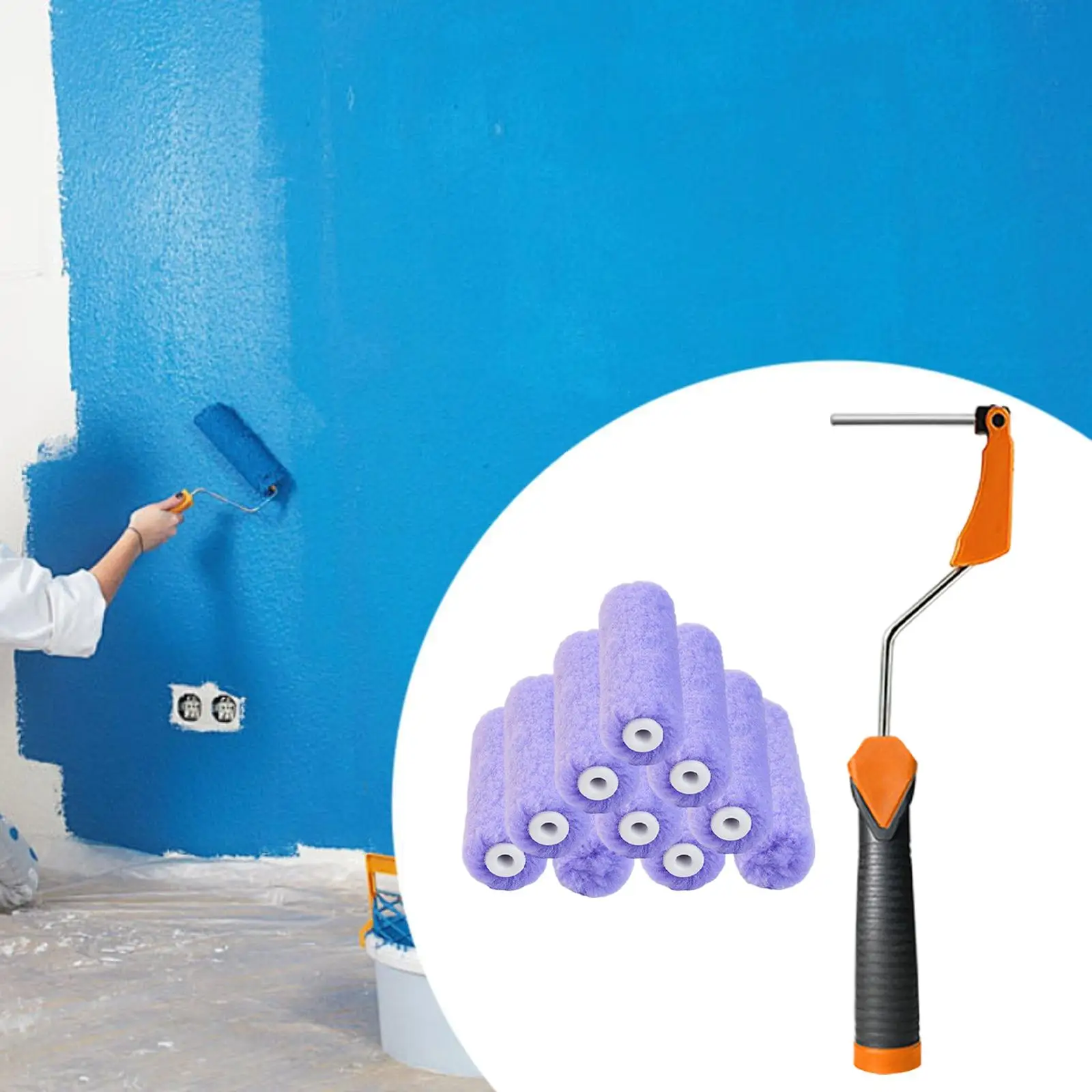 Easy Use Paint Roller Frame 4 Inch Reusable Metal Painting Roller Handle for Walls Touch Ups Furniture