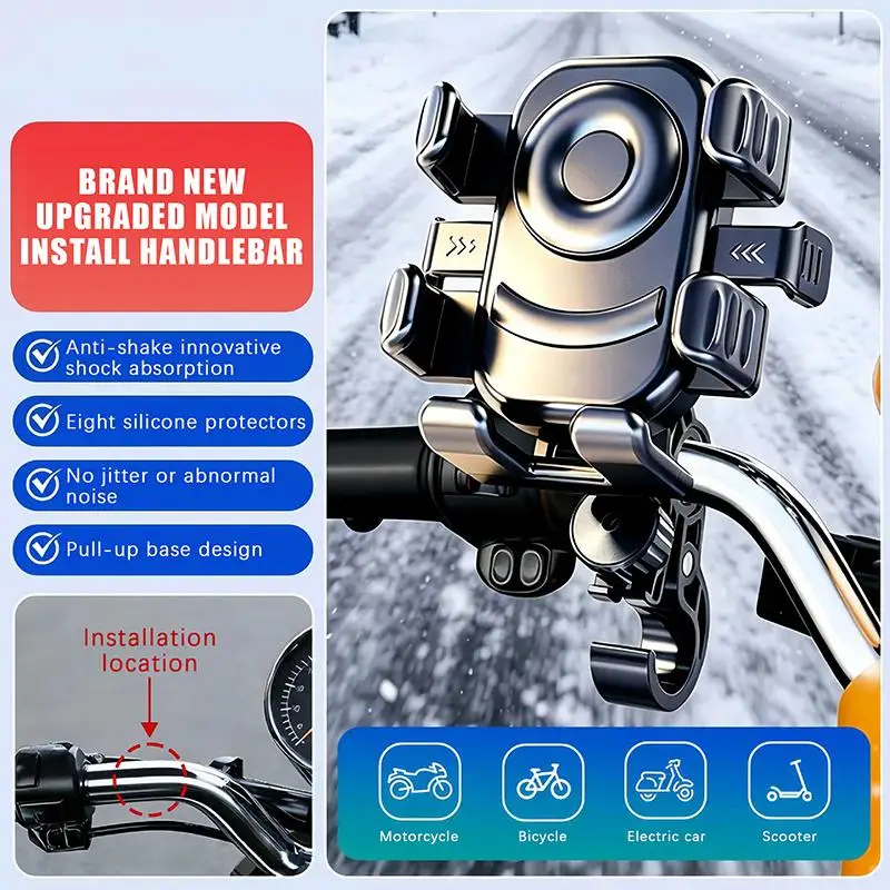 Bike Mobile Phone Holder 360° Rotatable Bicycle Phone Holder Non-slip Road Bike Motorcycle Handlebar Mount Stand Bracket