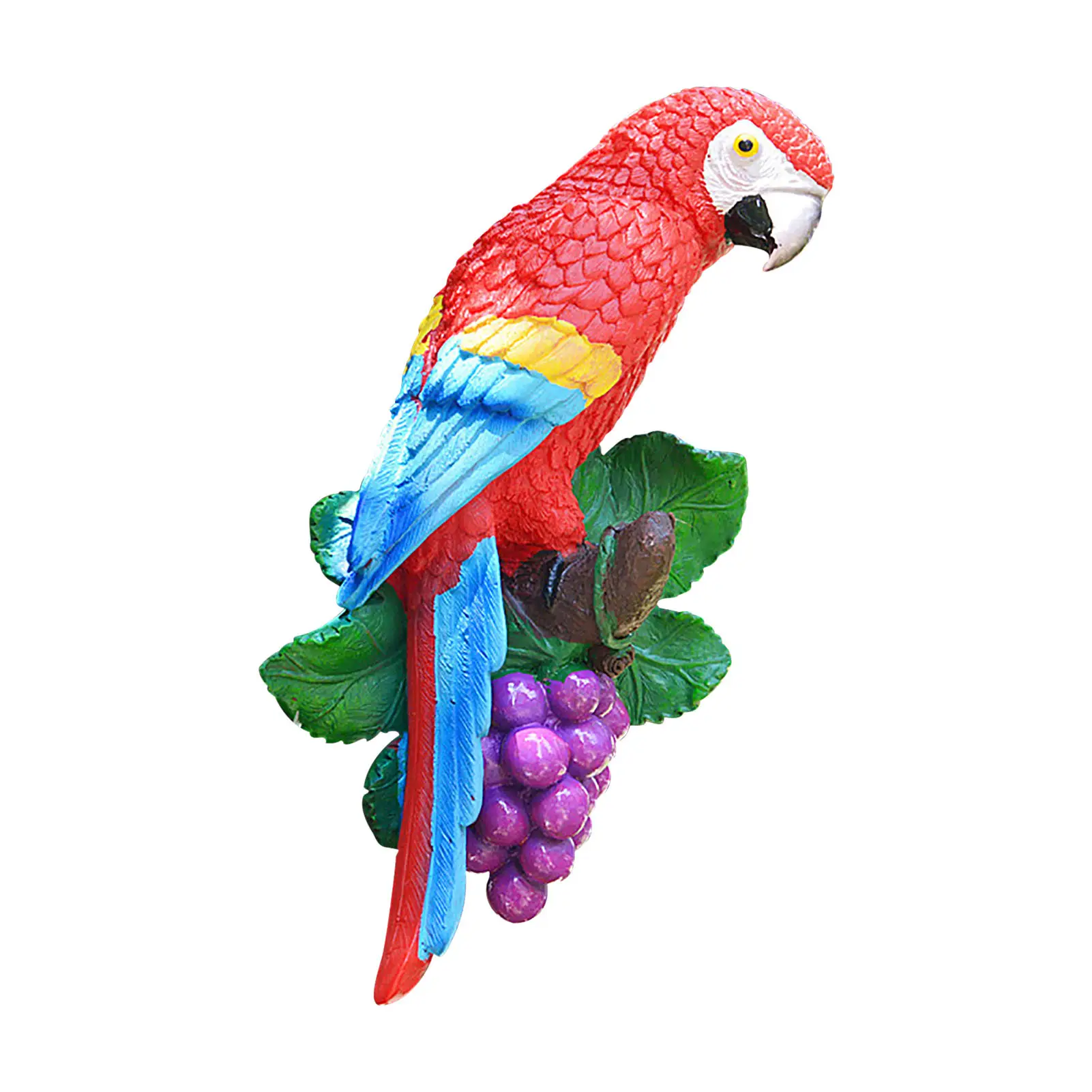 

Resin Parrot Statue Wall Mounted Tropical Decor Scarlet Macaw Garden Tree Decoration Animal Sculpture Home Office Garden Decor