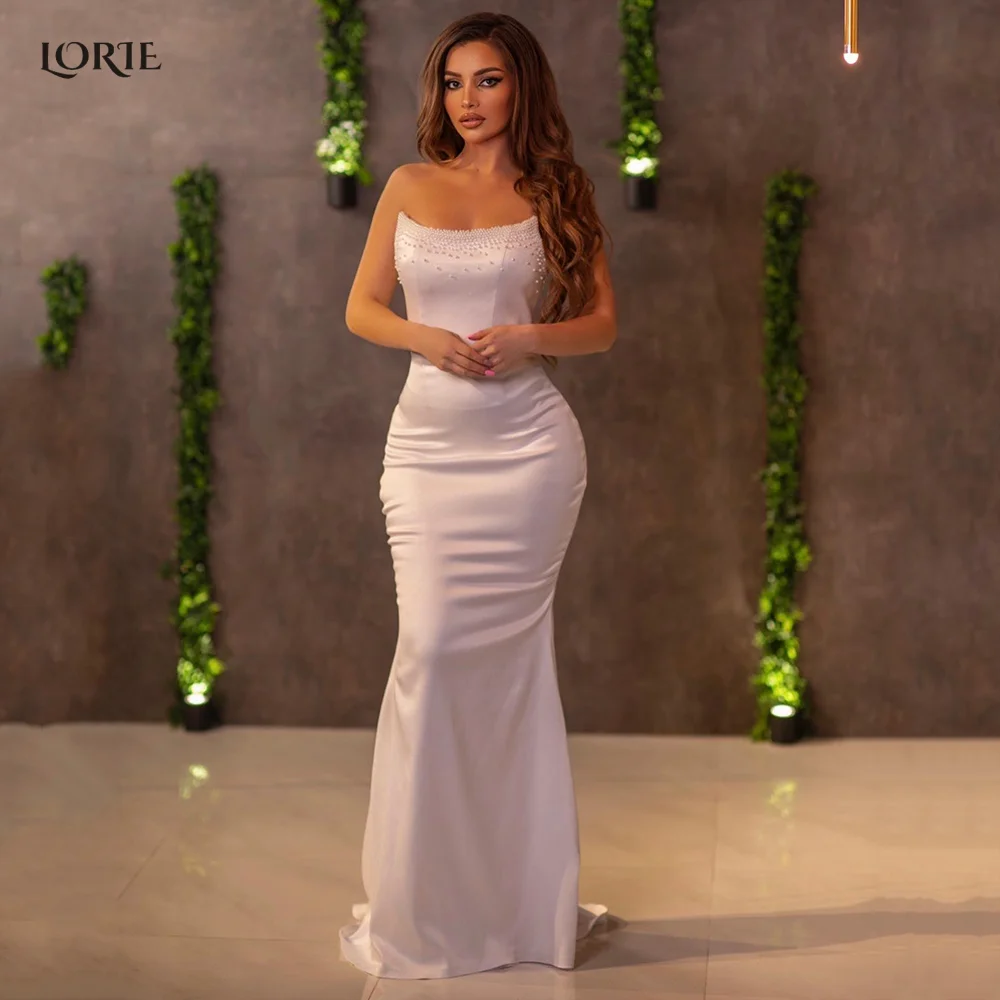 

LORIE Satin Mono Evening Dresses Mermaid Saudi Arabia Off Shoulder Formal Prom Gowns Bodycon Sexy Boat Neck Celebrity Dress 2022