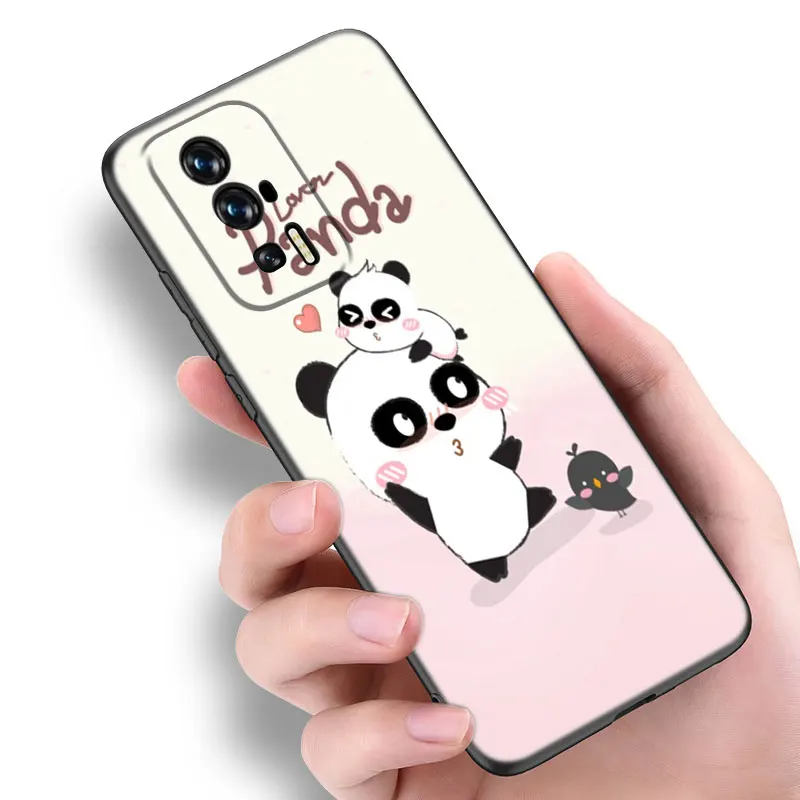 Śliczna kreskówka Panda czarna obudowa na telefon dla Xiaomi Redmi 7A 8A 9A 10A 11A 9C 10C 12C 13C 11 Prime A1 A2 Plus 12 4G Note 9T 12R