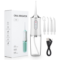 Oral Irrigator Portable Dental Water Flosser USB Rechargeable Water Jet Floss Tooth Pick Cleaning Teeth 4 Jet Tip 220ml 3 Modes