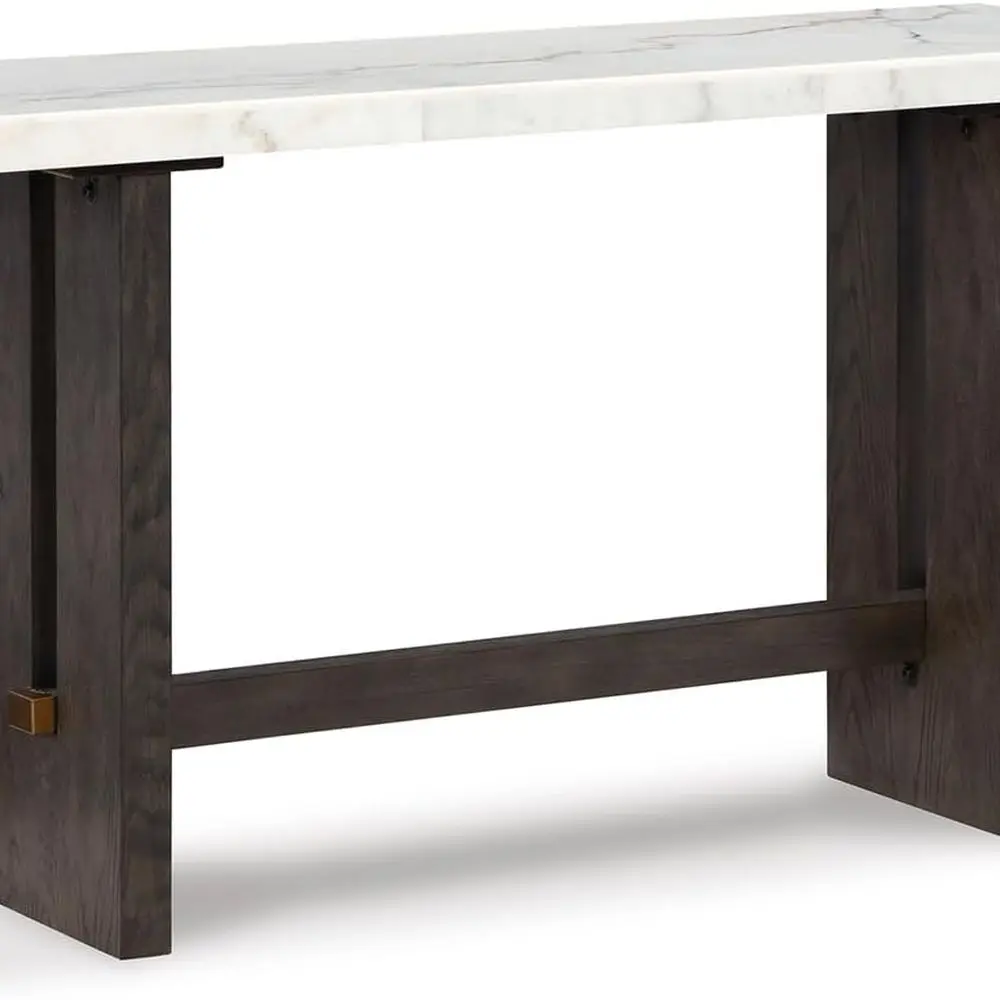 

Classic Rectangular Sofa Table with Dark Brown and White Marble Top