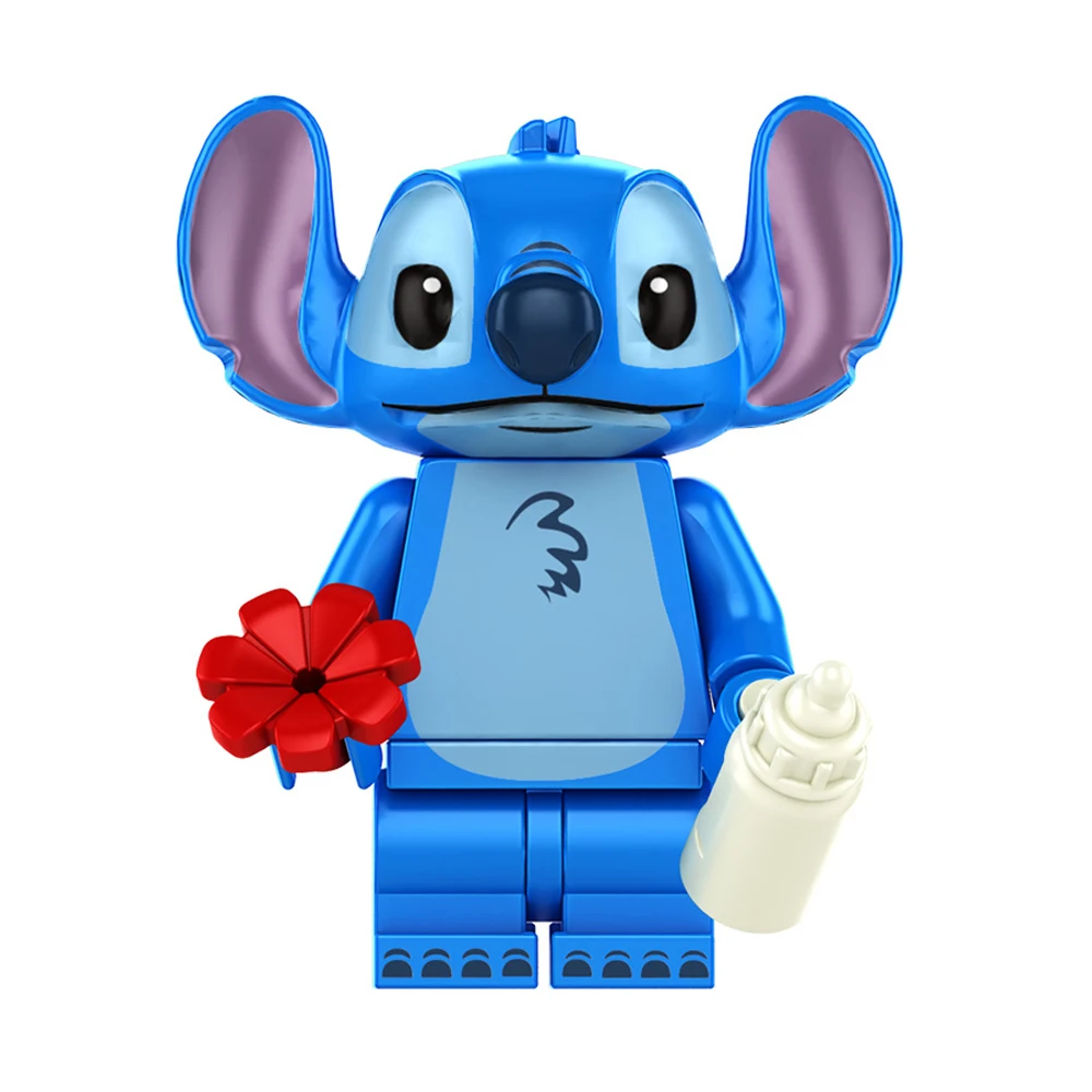 New Stitch Alien Cartoon Doll Building Blocks Kawaii Mini Action Figure Head Assembly Toys Children\'s Educational Toys Gift