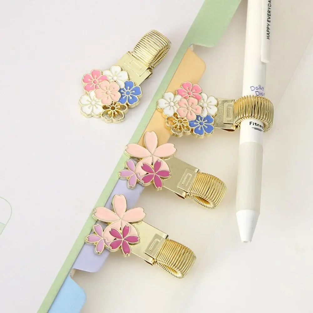 Creative Metal Metal Pen Holder Flower Retro Paper Fix Clips Pen Clip Student