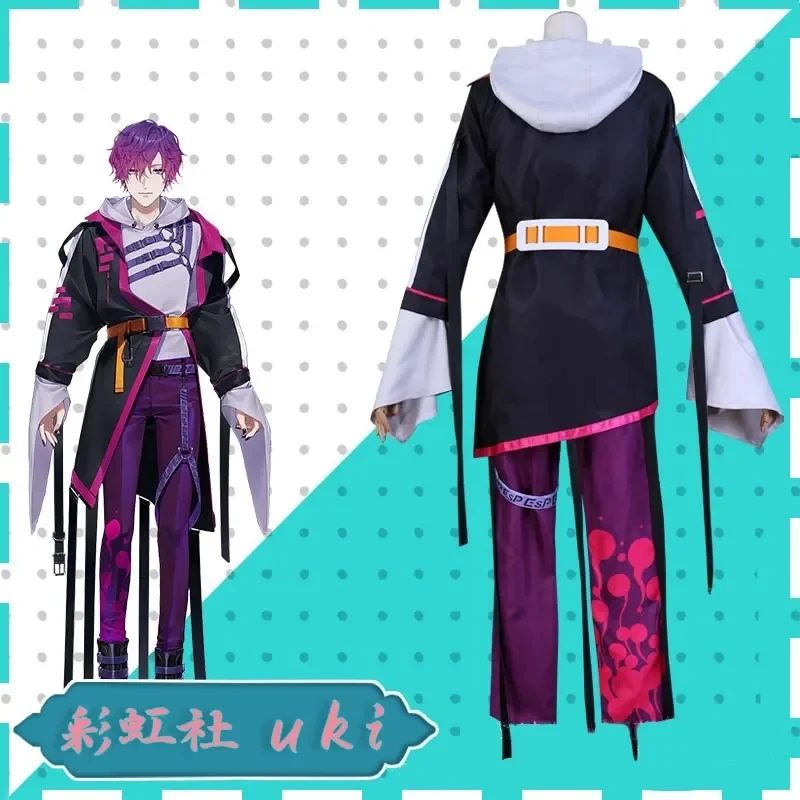 Костюм для косплея YouTuber VTuber NIJISANJI Noctyx Uki Violeta, парик, аниме-наряд для Хэллоуина, карнавала, вечеринки, мужской, 5'8