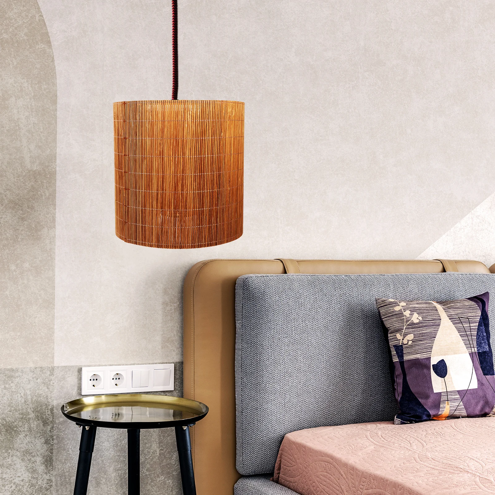 

Rattan Woven Lampshade E27 E14 Light Cover Bedroom Hotel Restaurant DIY Lamp Supply Chandelier Shade Warm Atmosphere Decorative