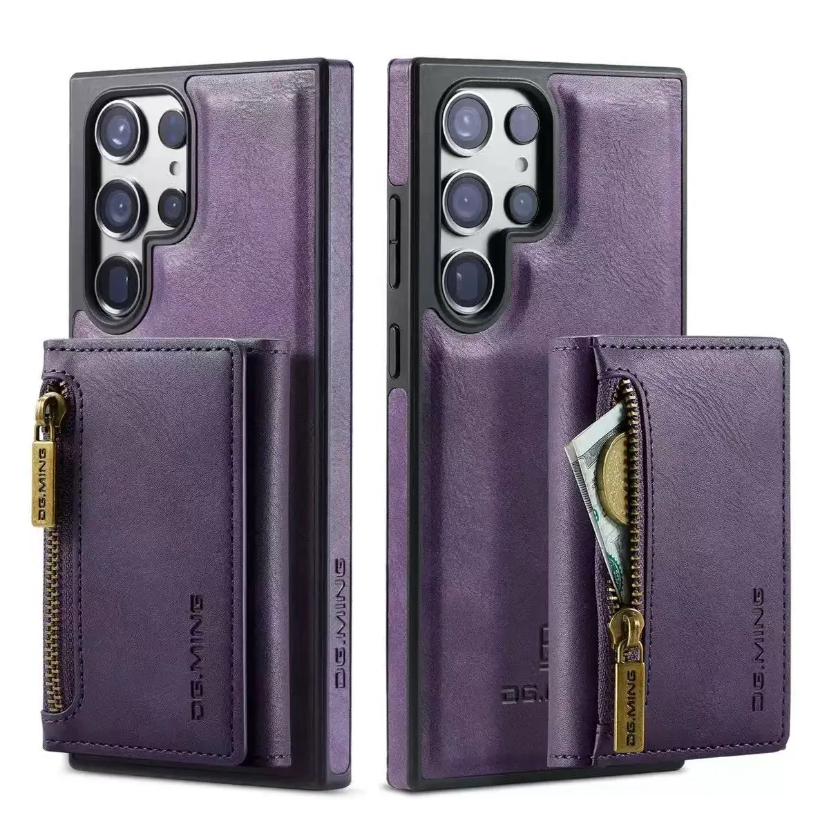 2 IN 1 Magnetic Wallet Leather Case, Card Pocket Kickstand Cover Support Wireless Charging Compatible with Samsung S25 S24 Ultra