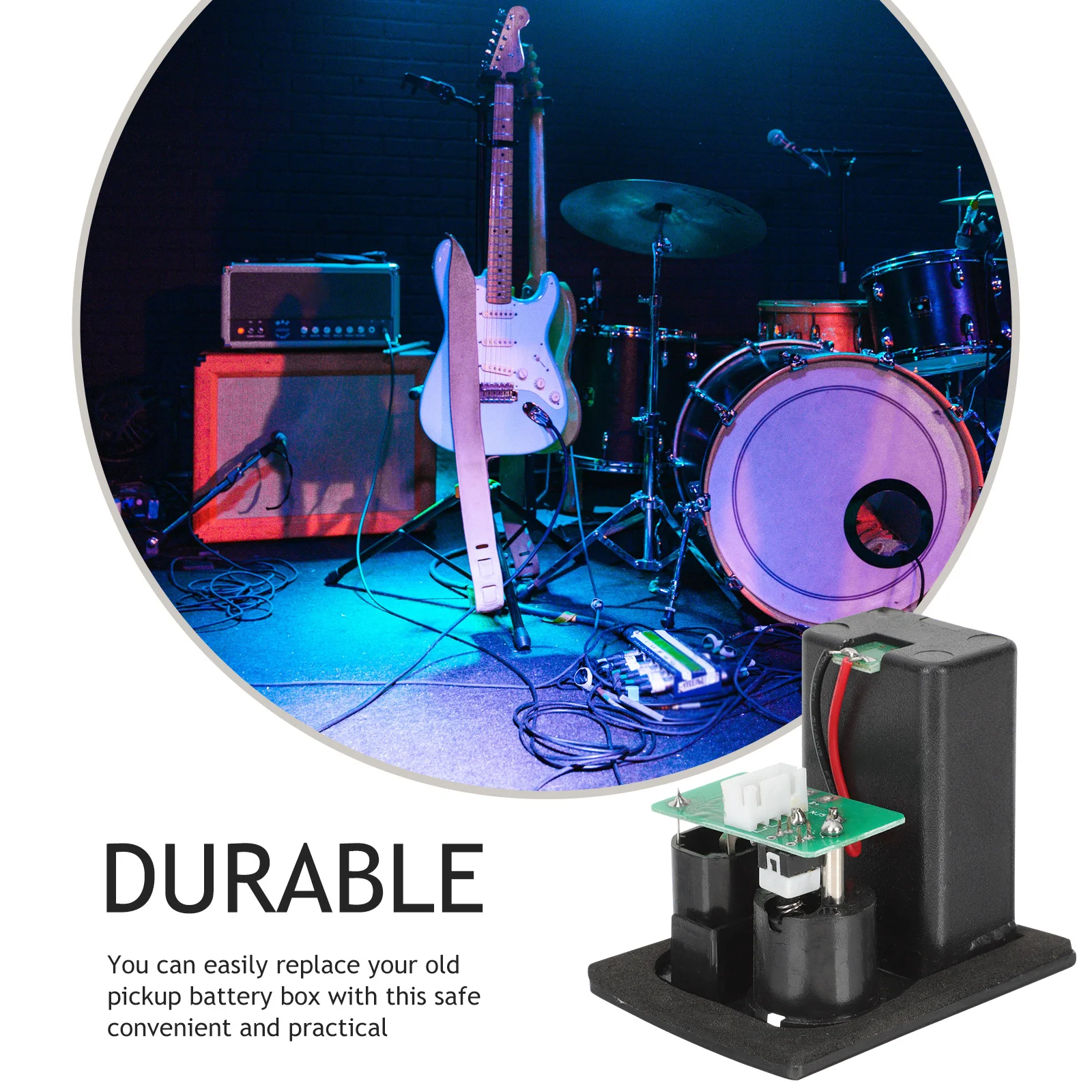 

Guitar Pickup Box Active Bass 9V Compartment Replacement Plastic Durable Light Easy Open Simple Design