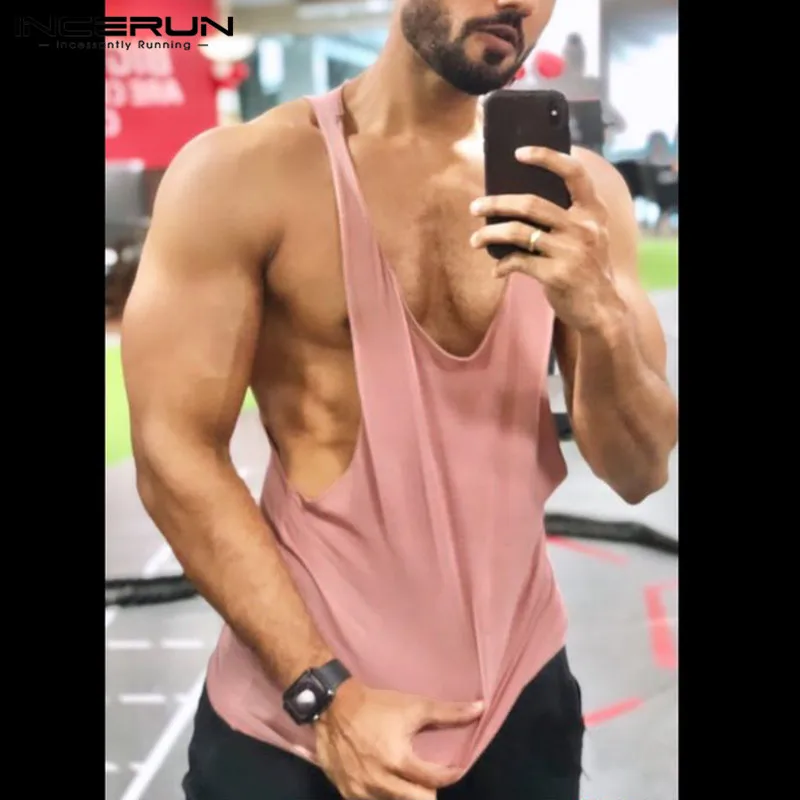 INCERUN Men Tank Tops Summer Solid Color O-neck Sleeveless Casual Vests Streetwear 2024 Breathable Stylish Men Clothing S-5XL