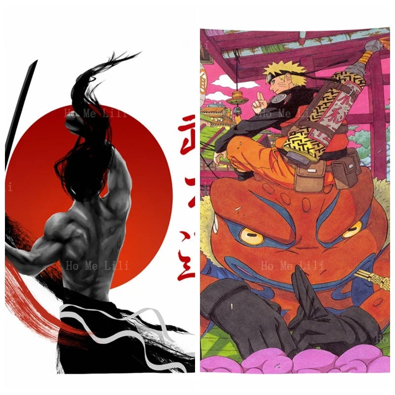 Japanese Bushido Samurai Culture Skeleton Spirit Practice Muscular Fantasy Monster Manga Anime Boy Orange Tapestry By Ho Me Lili