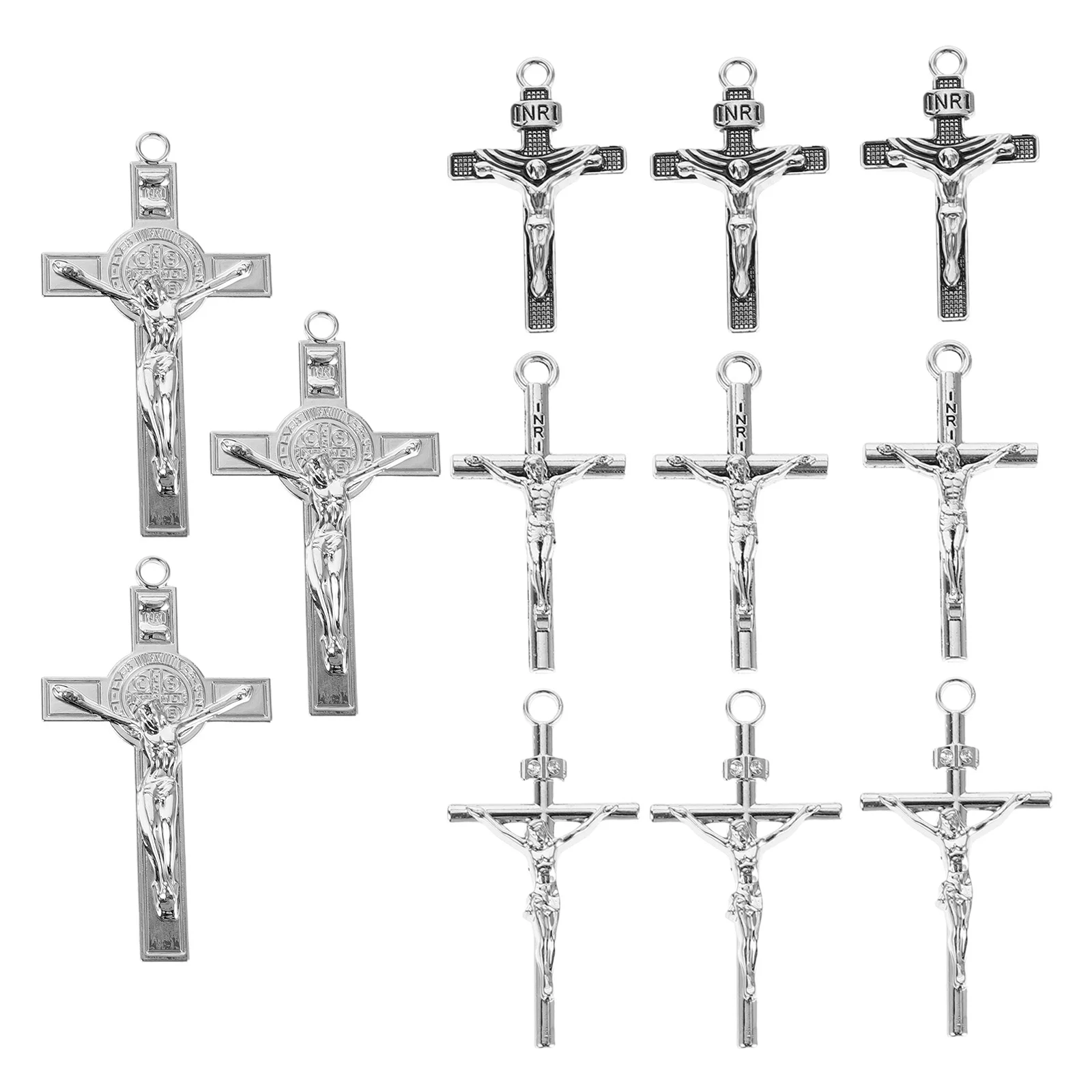 

12pcs Cross Pendant Charm Miniature Metal Religious Jewelry Making Diy Craft For Necklace Bracelet Keychain Christian
