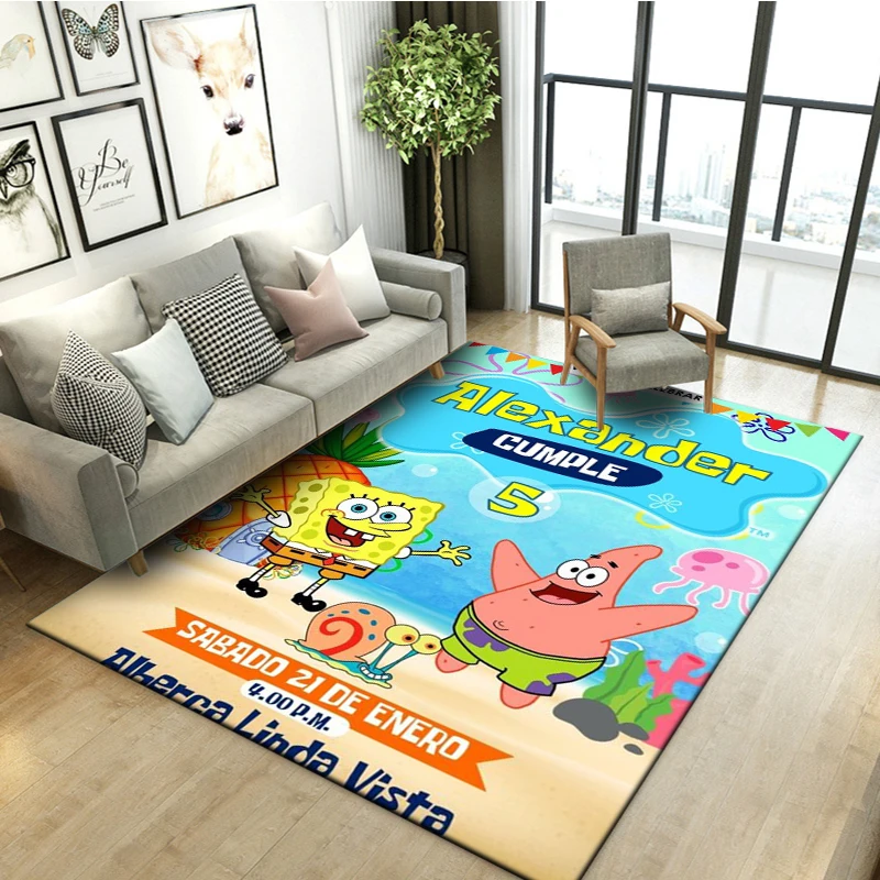 Alfombra de Bob Esponja de dibujos animados, Felpudo de área grande para el hogar, sala de estar, dormitorio de niños, sofá, Decoración, regalo