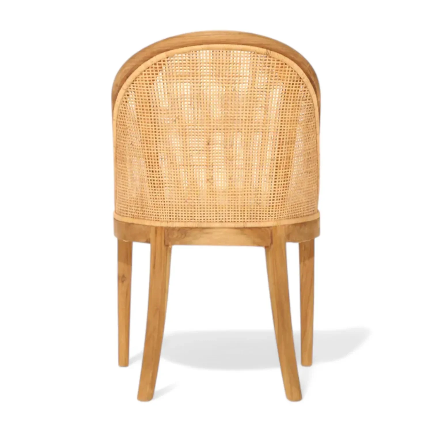 

For Contemporary Design Natural Teak Wood Dining Chair with Cushion Seat Curved Rattan Back Wooden Chairs for Home Furniture