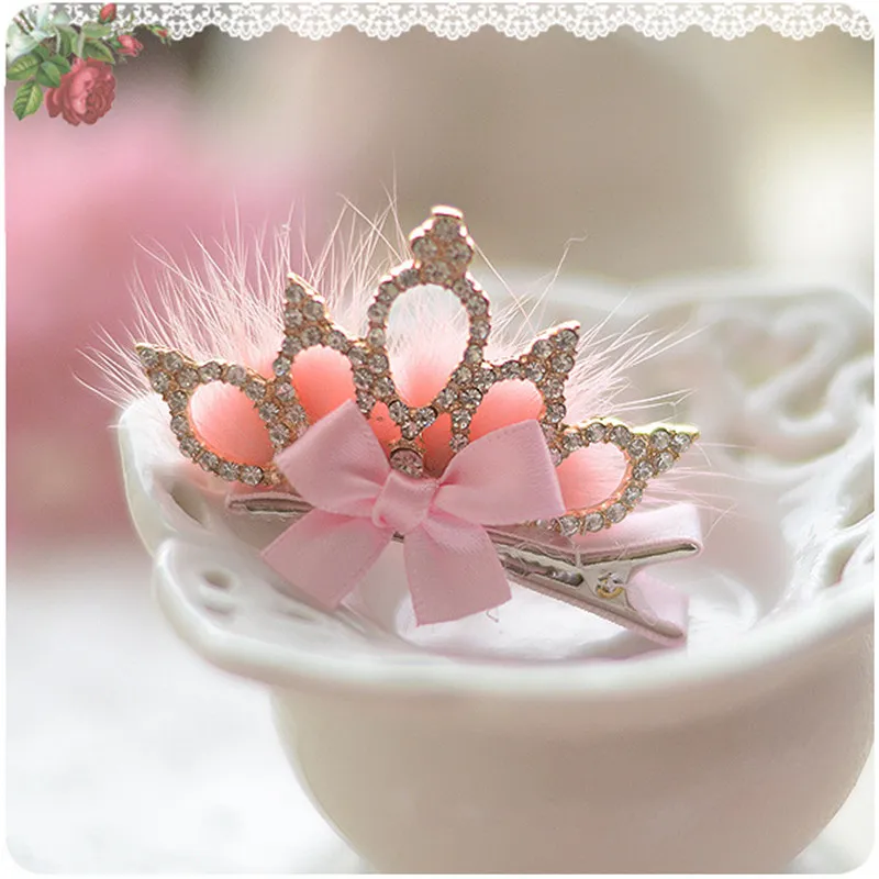 

Kids Hair Accessories Lovely Hair Clips for Girls Kids Barrettes Hairpins Rhinestone Crown Hair Clip Press Clip Side Clip