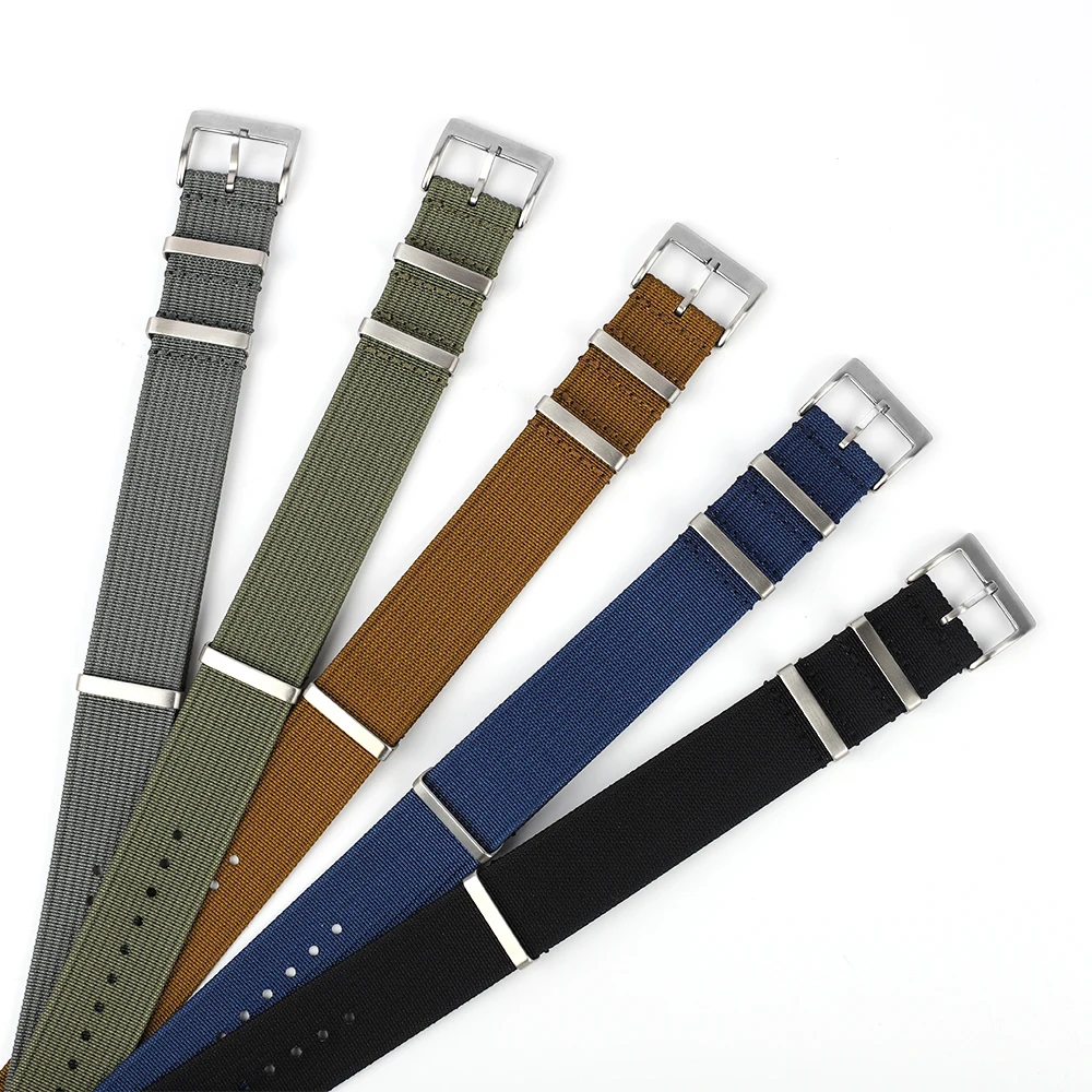 New Ribbed Long Watch Strap Nylon Watch Band 20mm 22mm Braid Ballistic Fabric Watch Straps Watchband Watch DIY Accessories