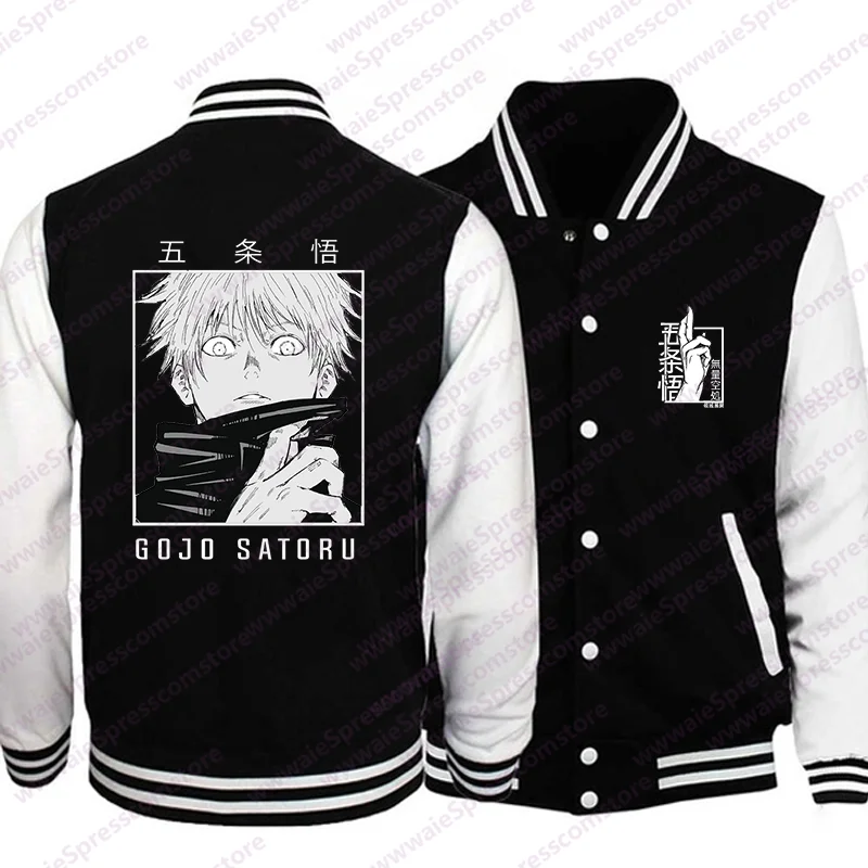 Hot Anime Satoru Gojo Pattern Printed Baseball Jersey Youth Fashion Outdoor Street High Quality Sweatshirt Top