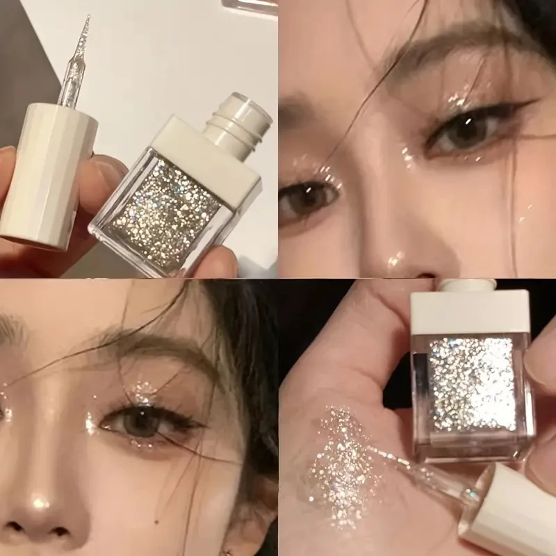 

Silver Sparkle Liquid Eyeshadow Radiant Shimmer Glitter Easy-Blend Monochrome Shine Waterproof Long Lasting Eyeshadow Makeup