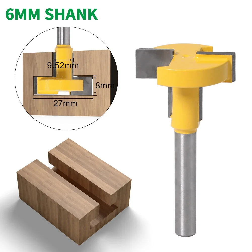 1PC 6MM Shank Milling Cutter Wood Carving T-Slot & T-Track Slotting Router Bit Woodworking Tenon Milling Cutter Chisel Cutter