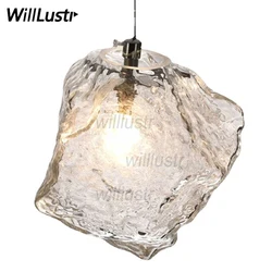 Handblown Glass Pendant Lamp Irregular Ice Block LED Suspension Light Hotel Staircase Cafe Bar Bedroom Hanging Chandelier