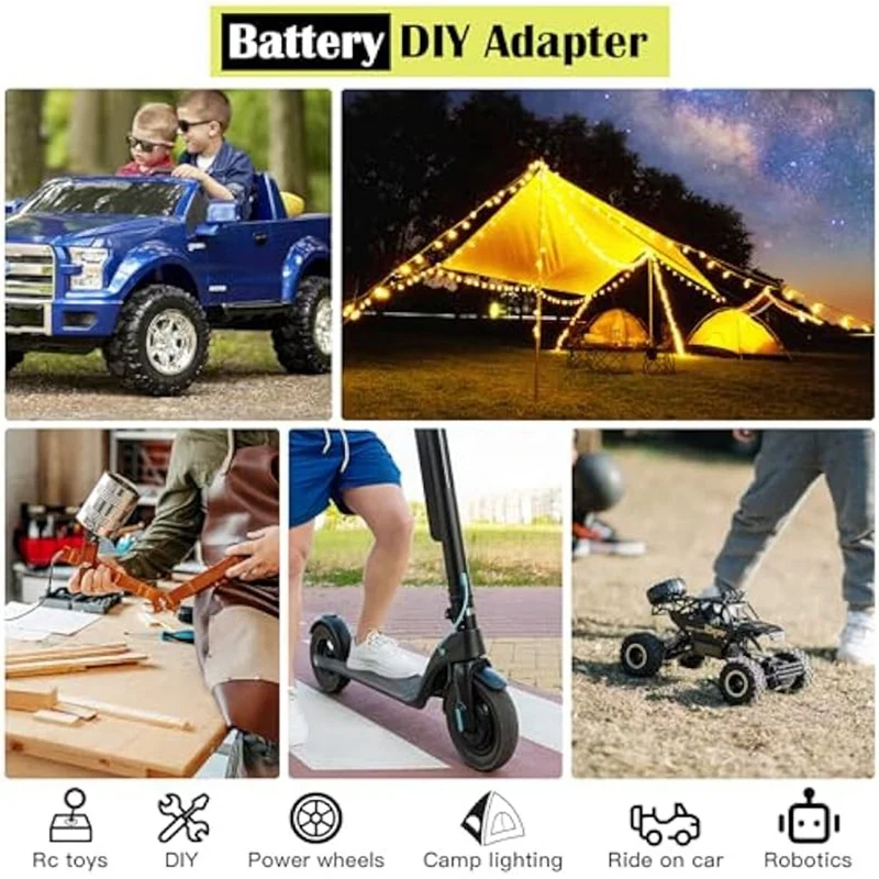 Adaptador de ruedas de alimentación para Ryobi, Kit de conversión de batería de 18V para juguetes y robótica RC DIY, 2 juegos