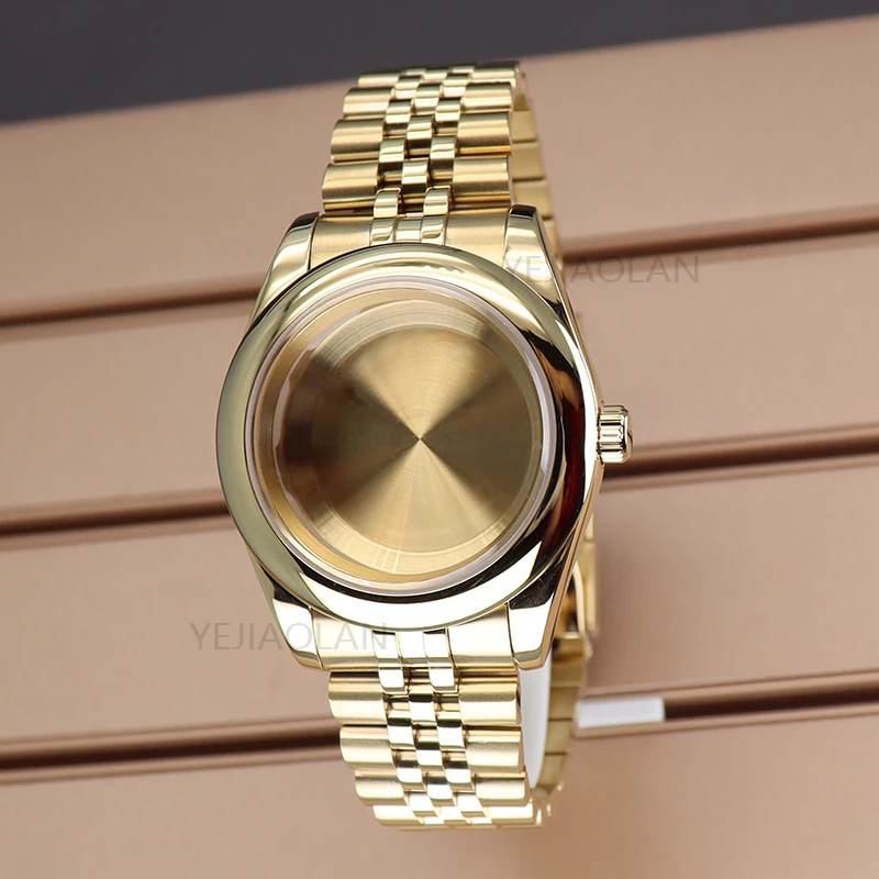 

Gold 36mm 40mm Men's Watch Cases Watchband Sapphire Crystal Glass Parts For Day Date 4r36 nh35 nh36 Miyota 8215 Movement Dial