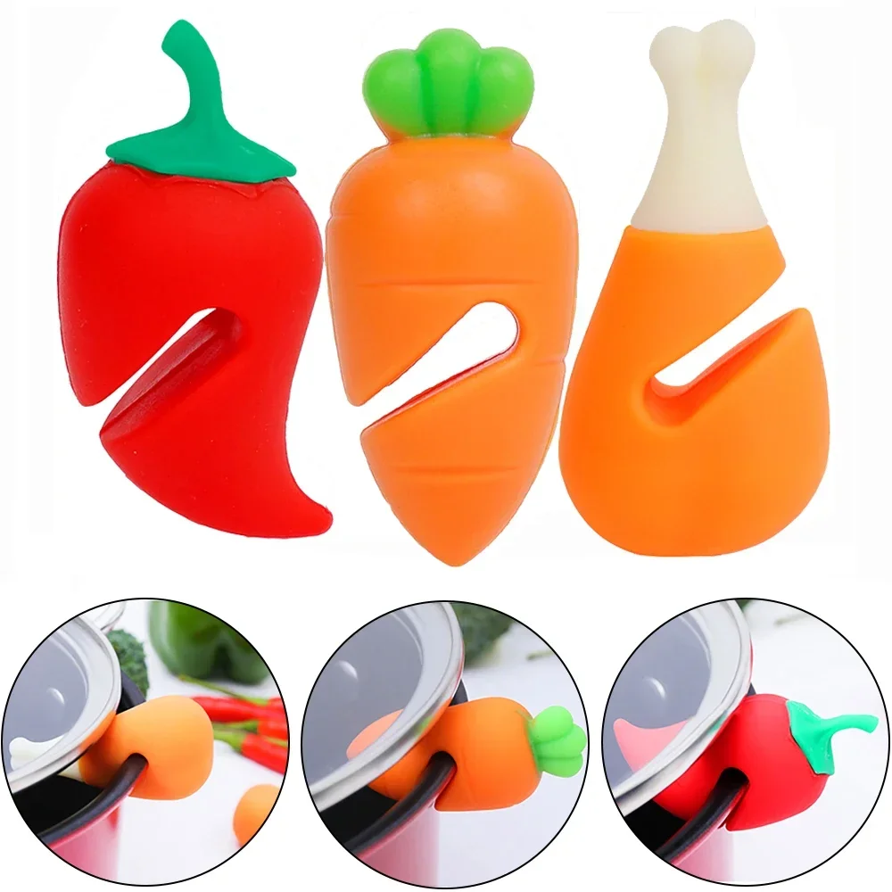 Silicone Pot Lid Holder Anti-spill Rack Heat-resistant Anti-Overflow Stoppers Pot Cover Lifter HolderEnduring Kitchen Gadgets