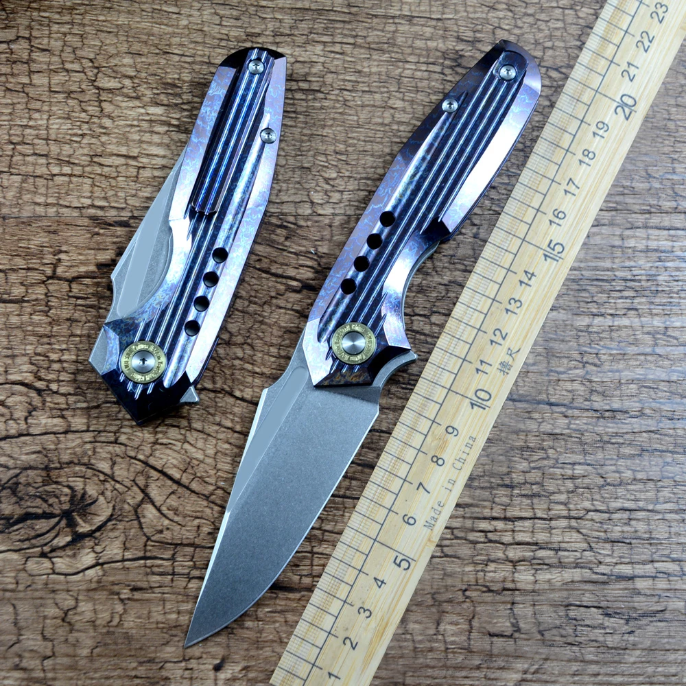 

Twosun TS194 M390 Blade Folding Pocket Knife Titanium Handle Flipper Fast Open Outdoor Camping Hunting