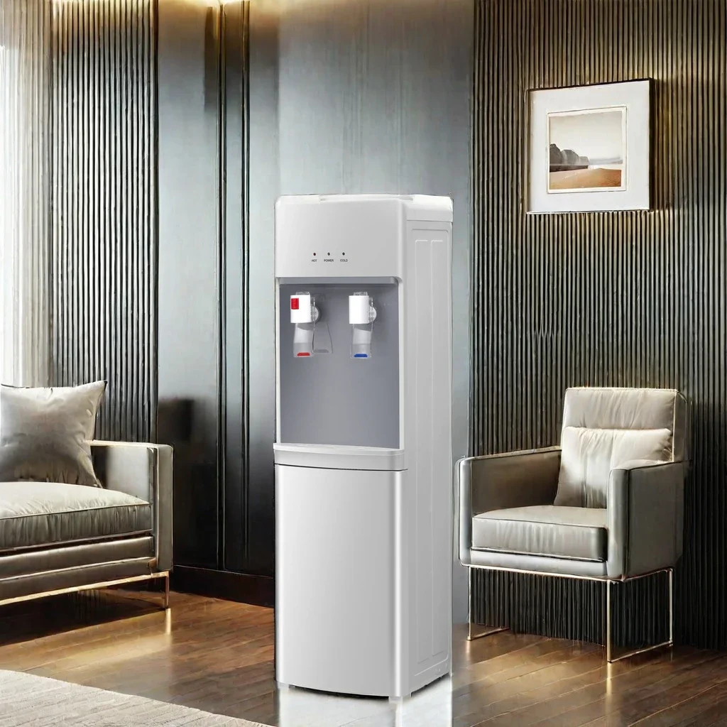 موزع مبرد مياه كهربائي عالي الجودة للأطفال، نظام تنقية RO/UF بارد ساخن، سطح مكتب بلاستيكي معتمد من CB منزلي