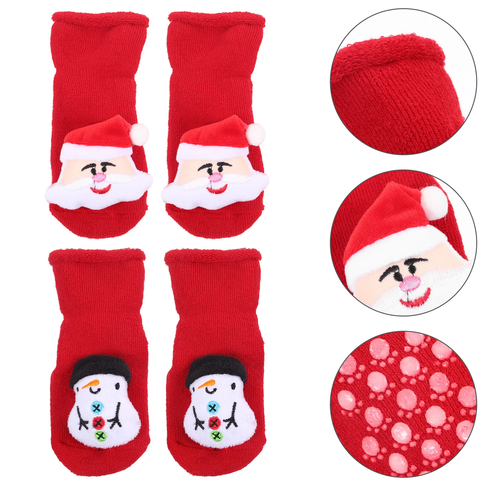 

2 Pairs Baby Warm Socks Thickened Cotton Christmas Design Non-Slip Newborn Winter Socks For Holiday Party Comfortable Gift