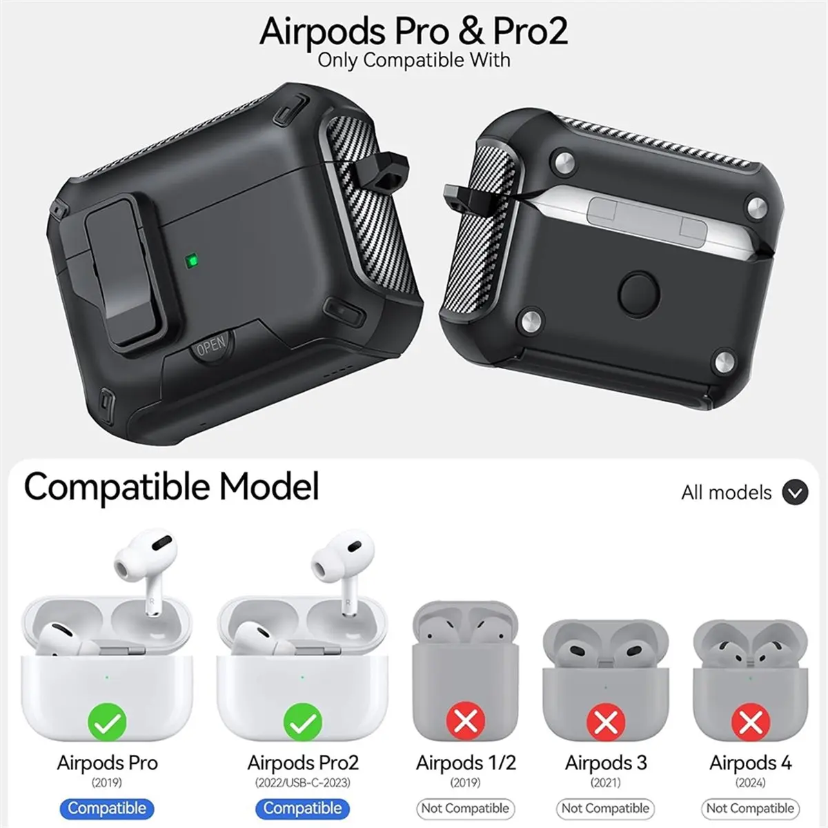 For 2nd Generation Protective Case, Magnetic Stand, Switch, Bluetooth Protective Case, Black