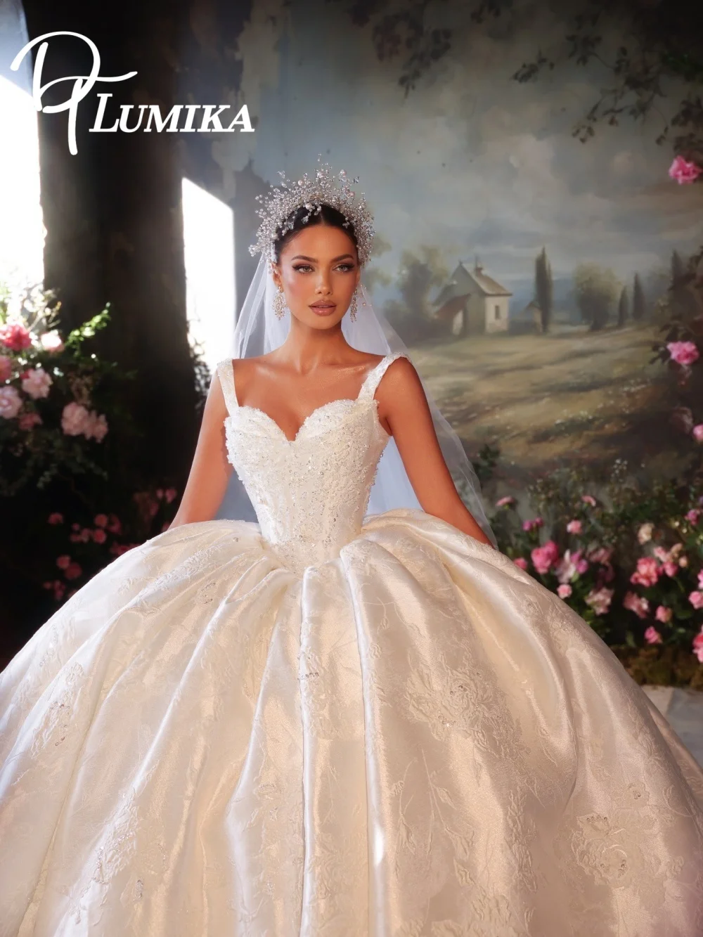 

Dreamy Off Shoulder Lace Wedding Dress 2026 Glitter Tulle Bridal Dress Enchanting Long Sleeve Bridal Gown Vestidos De Novia