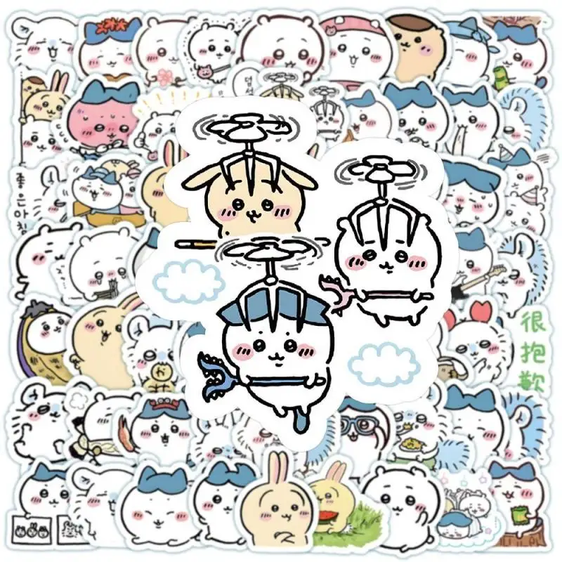 100Pcs Chiikawa Hachiware Usagi Creative Stickers Kawaii MINISO Series Cute Anime Student Cup Luggage Diy Mobile Tablet Sticker