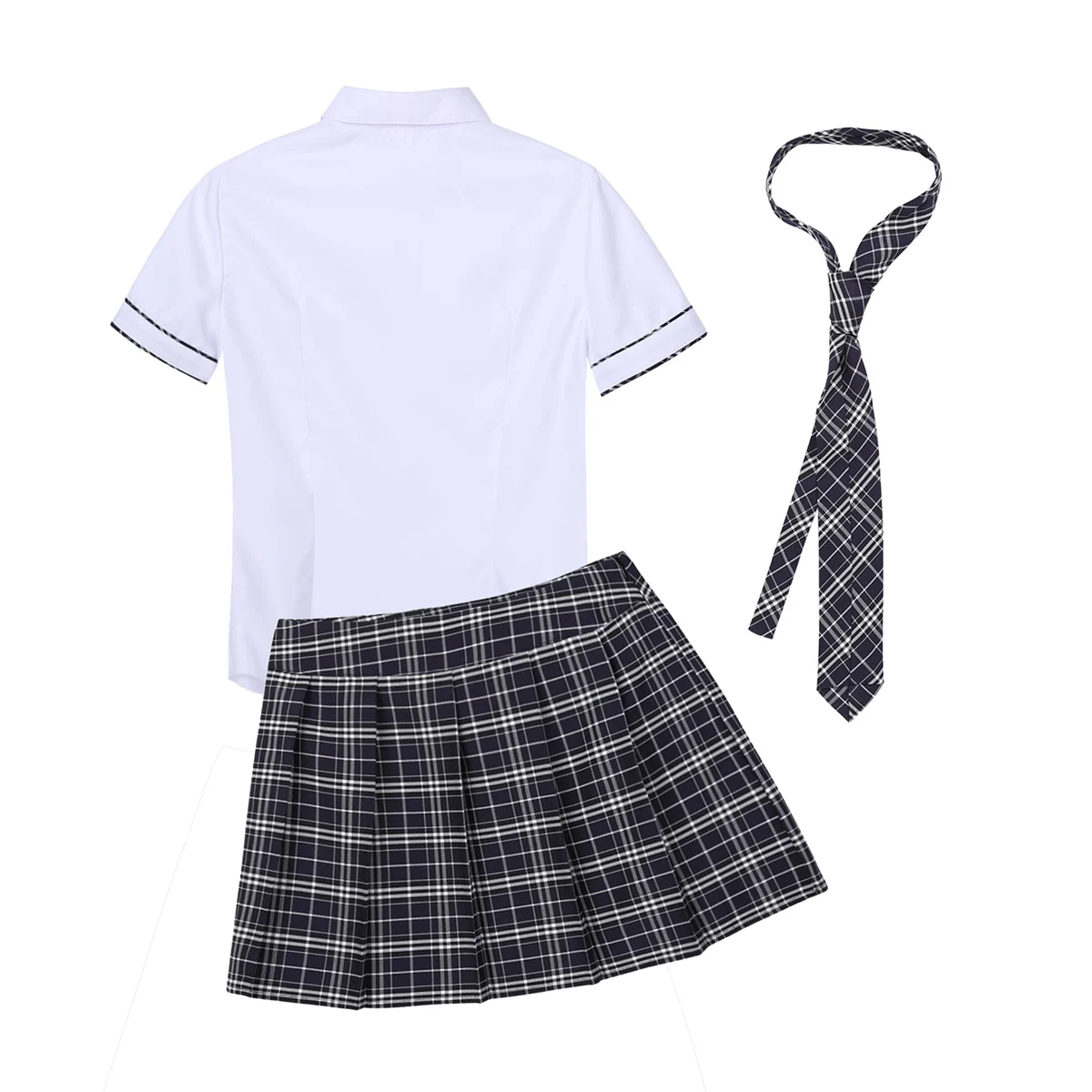 Porno Womens Adult School Girls uniformi costumi Sexy Cosplay party Shirt con Plaid minigonna Tie Sexy Halloween Clubwear