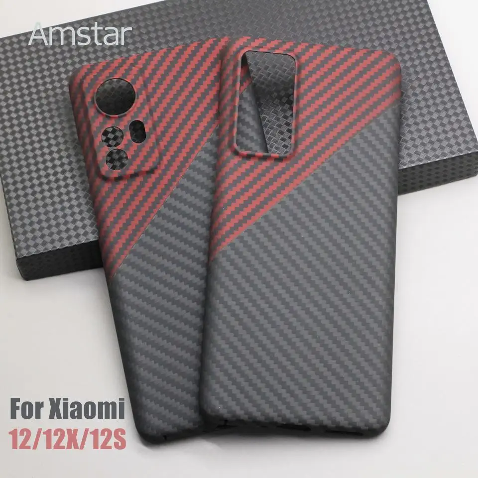 Amstar Dual Color Carbon Fiber Protective Case for Xiaomi 12 12X 12S Premium Ultra-thin Aramid Fiber Cover for Xiaomi 12S Ultra