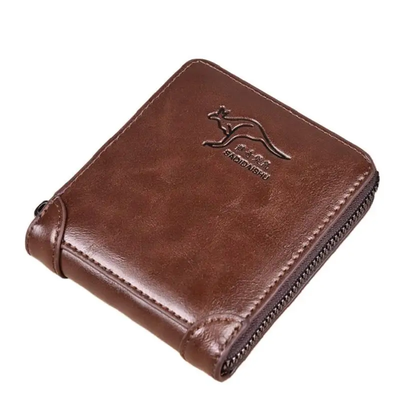Men's PU Leather Short Wallet Anti-Swiping Multi-Card Holder with Coin Clip Compact Business Accessory for Drop Shipping
