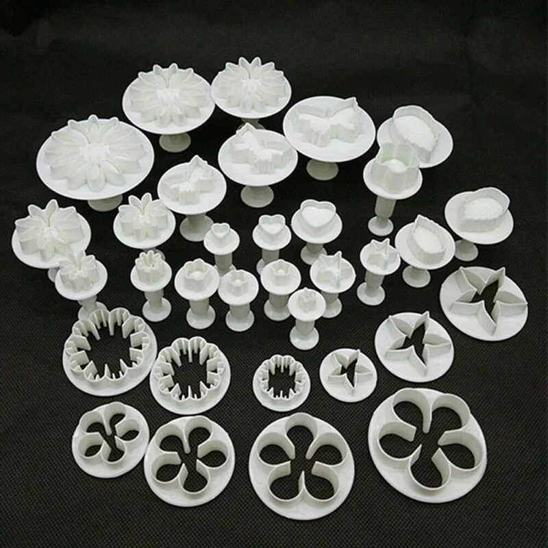 33Pcs/Set Plunger Fondant Cutter Cake Tools Cookie Molds Biscuit Mould DIY Craft 3D Bakeware Kits new