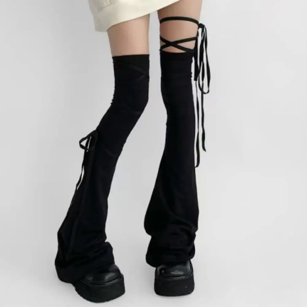 Aquecedores de pernas de algodão hottie, fechamento com cadarço, estilo tubo alto, steampunk, cosplay, multicolorido, aquecedores de pernas de tubo alto, jk girl