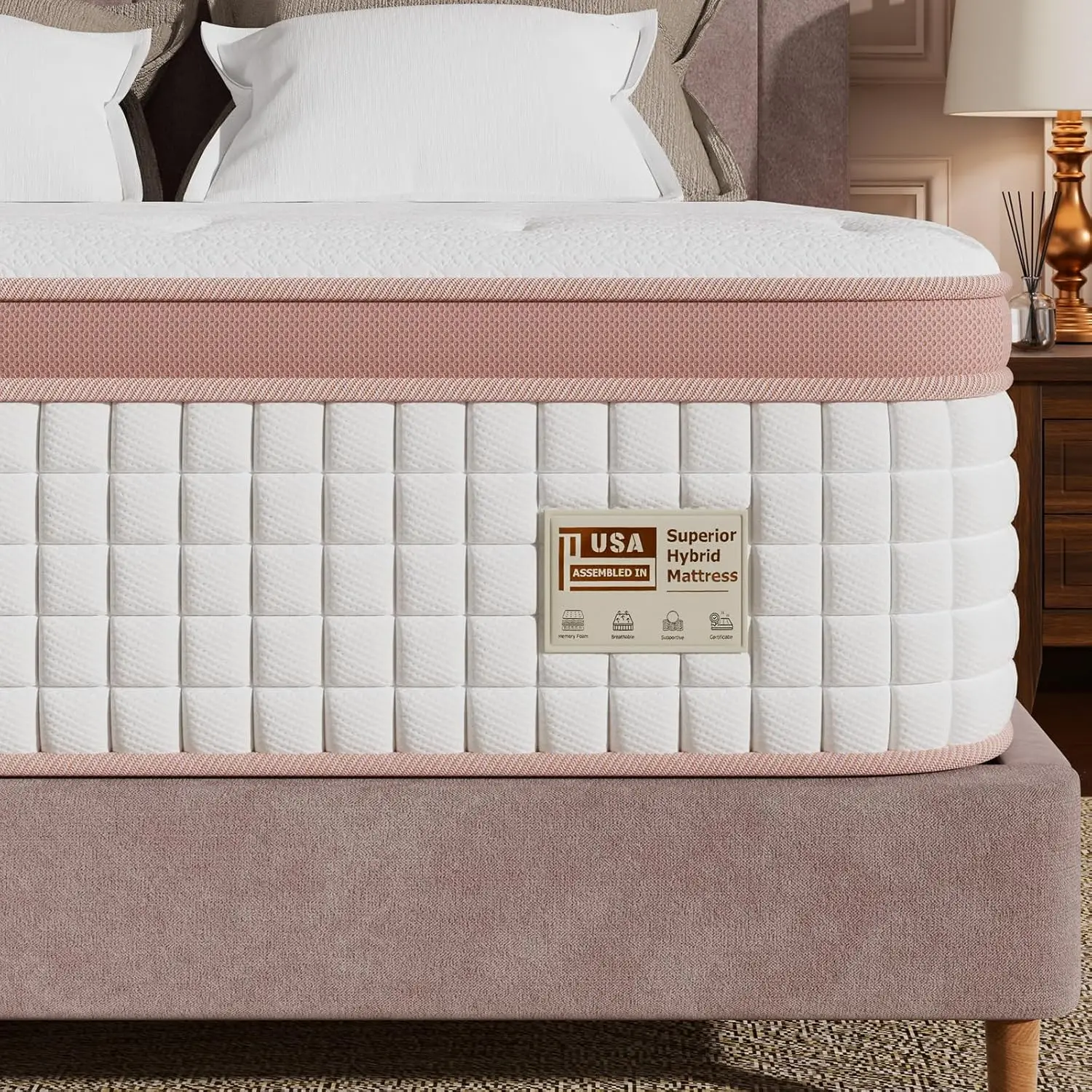 Queen Mattress 14 Inch, Medium Firm Luxury Hybrid Bed-in-a-Box – Fiberglass-Free, CertiPUR-US Certified, for Deep Sleep & Lumbar Support, 365-Night Trial