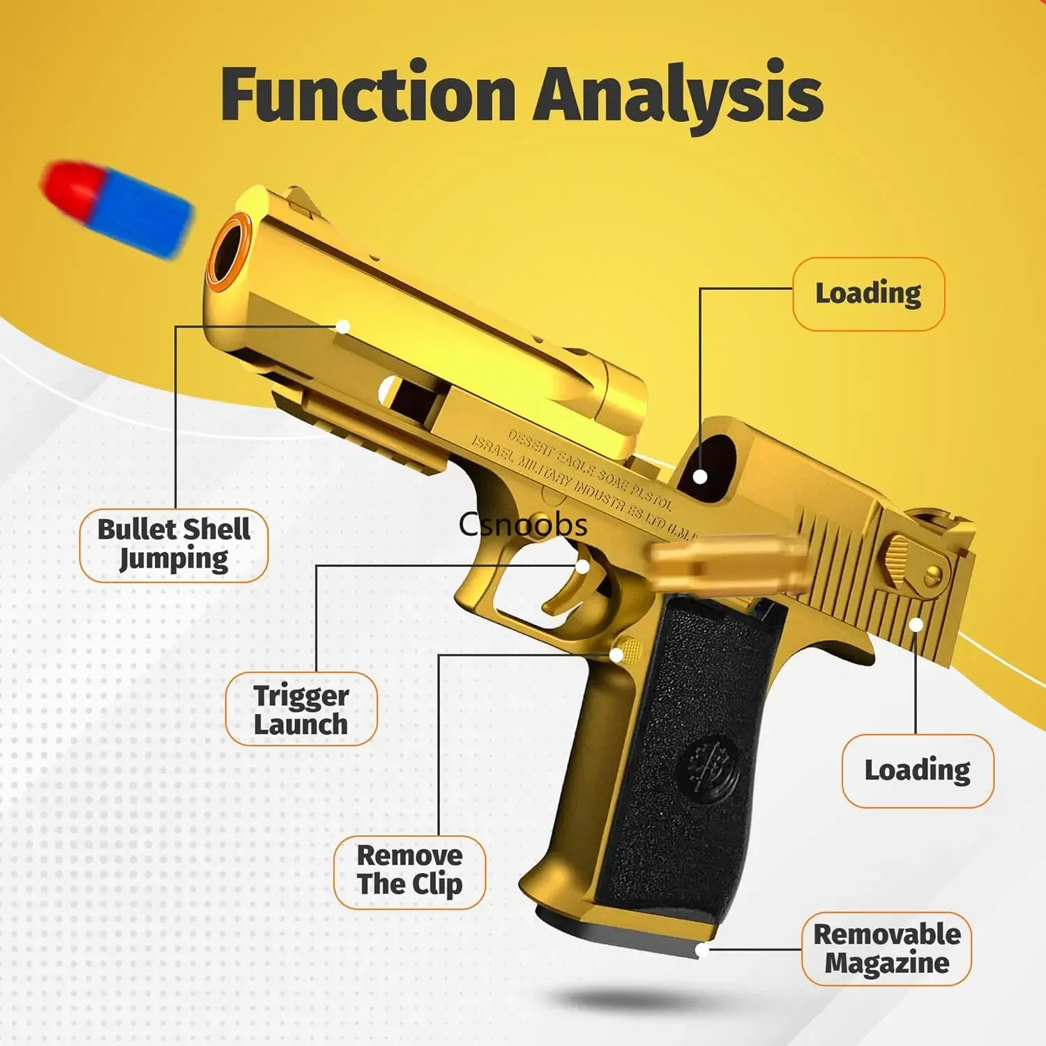 Concha ejeção águia do deserto arma de brinquedo brinquedo educativo bala macia blaster para meninos adultos pistola airsoft crianças presente aniversário