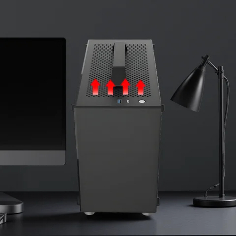 TUMMASTER GU7 Small Aluminum PC Case Supporting ITX Motherboards, Side Tempered Glass Desktop Portable MINI Computer Chassis