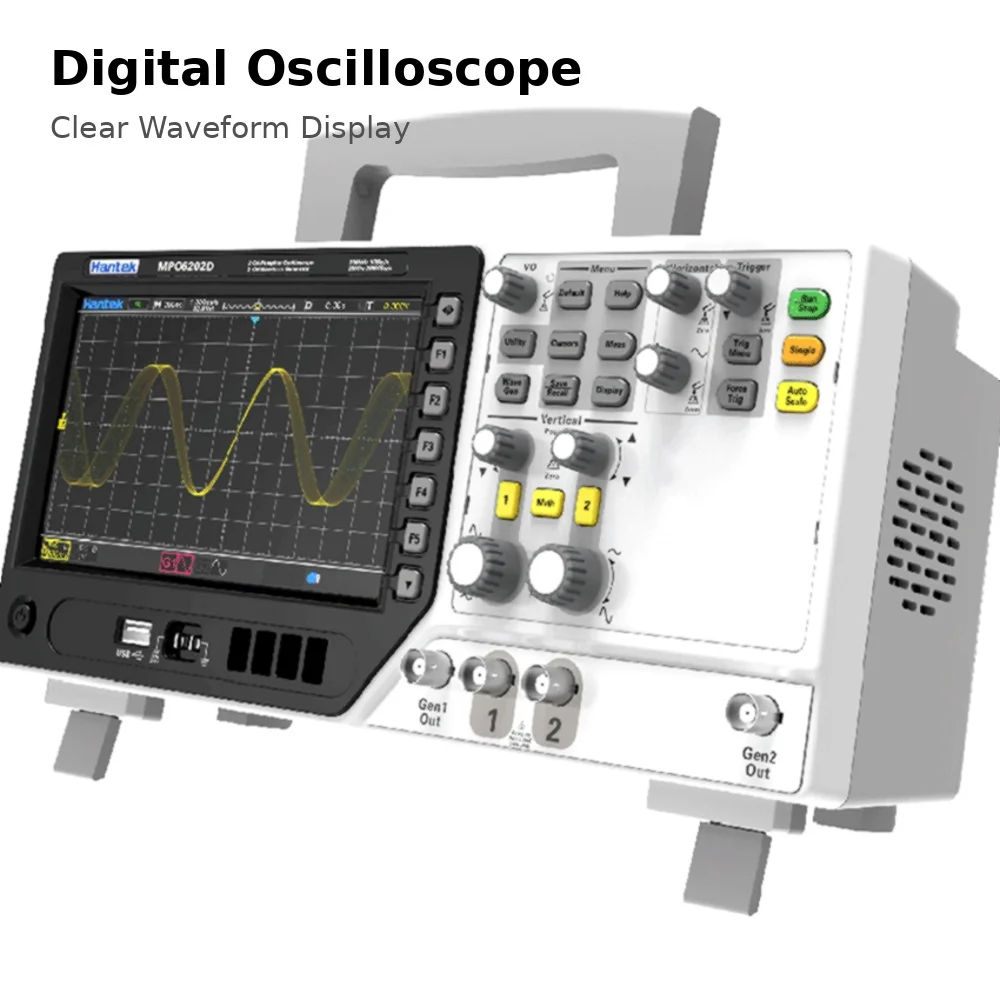 6 In 1 Digital Oscilloscope 2 Channel 200MHz 1GSa Per Second With Logic Analyzer Waveform Generator