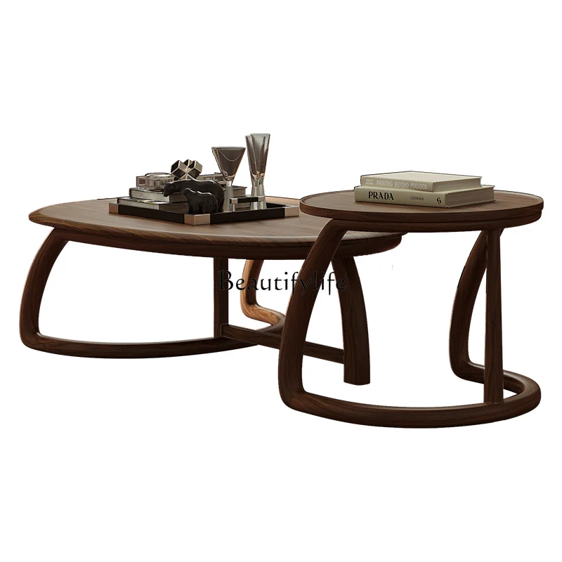 

North American black walnut size coffee table combination Nordic simple small apartment living room