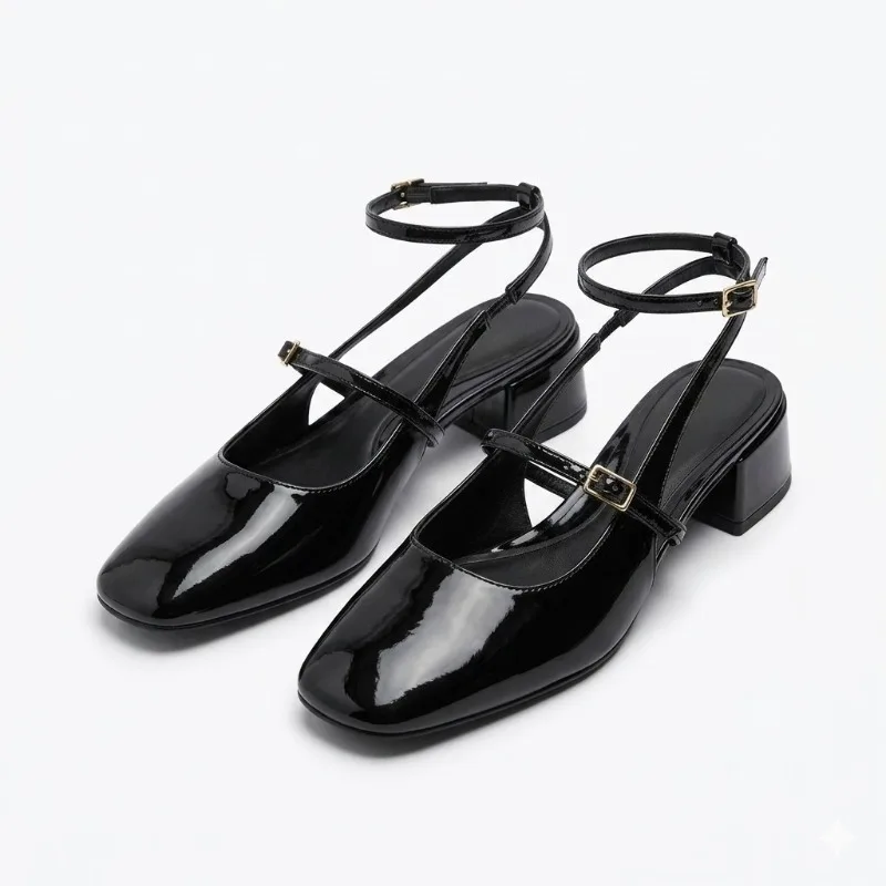 

Женские туфли Мэри Джейн из лакированной кожи с квадратным носком, на массивном каблуке, с ремешком на щиколотке, винтажные, удобные, для офиса, вечеринок, большие размеры